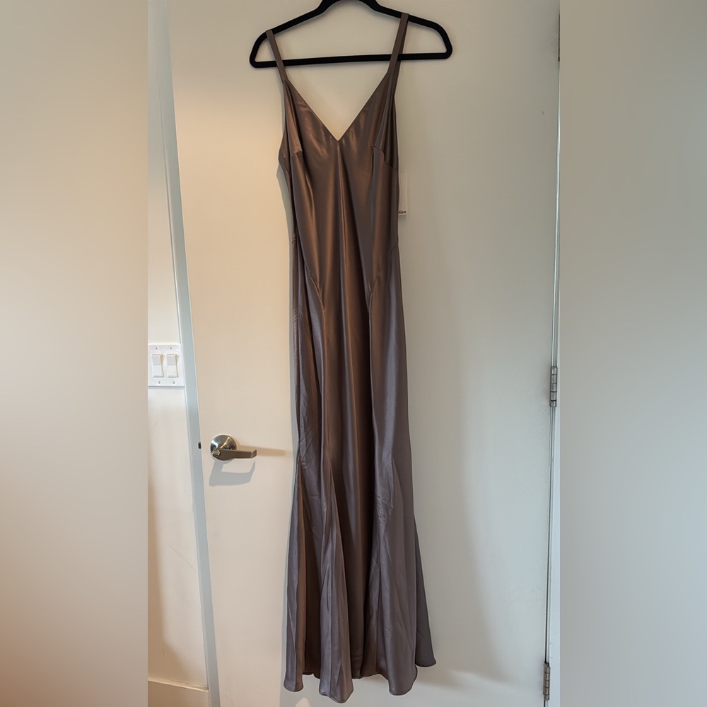 Reformation Tyler Satin Dress Brown - Size 8 - Picture 3 of 3